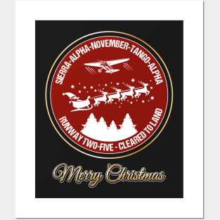 Pilot Christmas Gift Retro Aviation Holiday Santa Airlines Air Traffic Controller Shirt Posters and Art